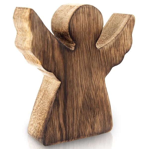 Träängelfigur i mangoträ, 15 cm