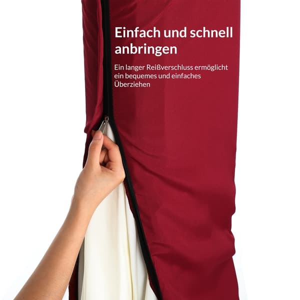 Parasolovertræk, rødt, 3m, polyester, lynlåslukning