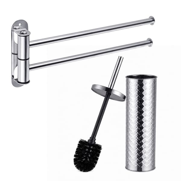 Badrumsset: Handdukstork och toalettborste, silver