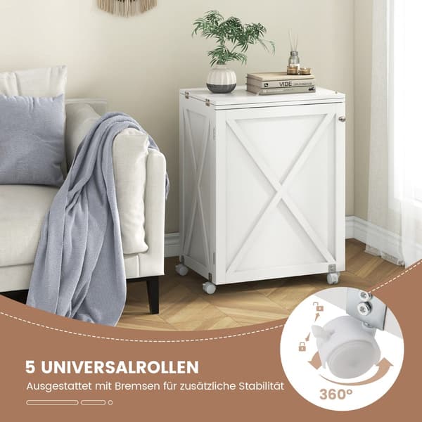 Hopfällbart sy- och hobbybord med förvaring, vit