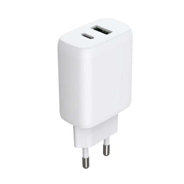 GEAR Oplader 220V 1xUSB-C + 1xUSB-A PD/PPS 30W + 18W QC Hvid