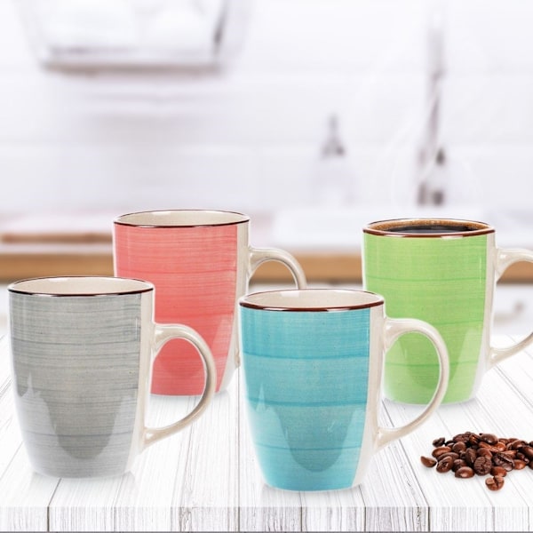 Färgglada keramikkoppar i presentförpackning - 4 st set