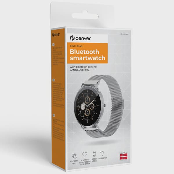 Smartklocka med AMOLED-skärm, hälsosensorer, silver