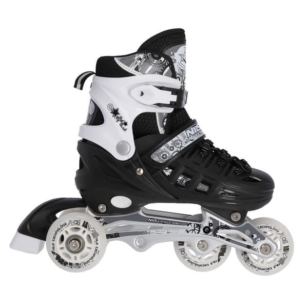 Inline- og skøjter, 4-i-1, sort, størrelse L (39-42)