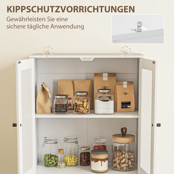 Keittiökaappi, korkea kaappi laatikolla, säädettävät hyllyt, keittiön buffet 2 kaappiosastolla olohuoneeseen, ruokailutilaan, 59 x 30 x 170 cm, valkoi