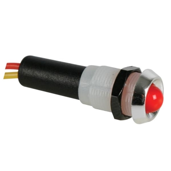 Blinkende Led Lampe 12V Rød - Kromhus