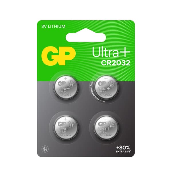 CR2032 litiumknappbatterier, 4-pack – 10 års hållbarhet