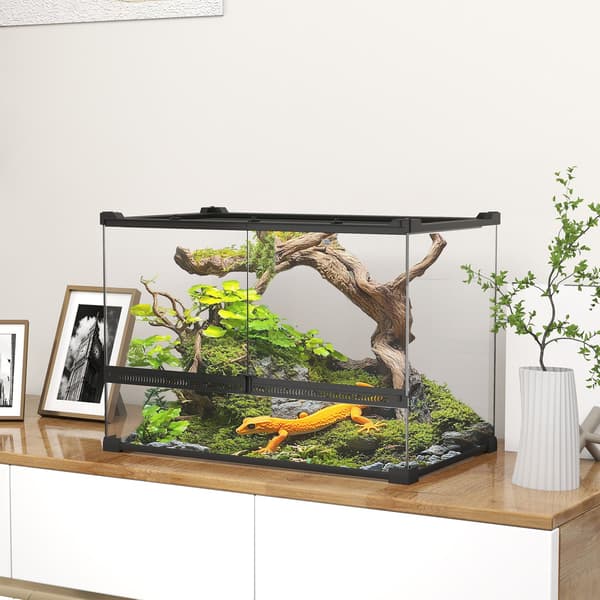 Glasterrarium til krybdyr, vandtæt base, lås
