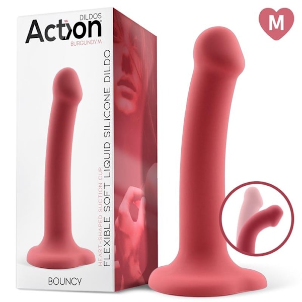 Bouncy Flytande Silikon Dildo Hiper Flexibel 7 - 18 cm Storlek M Burgundy