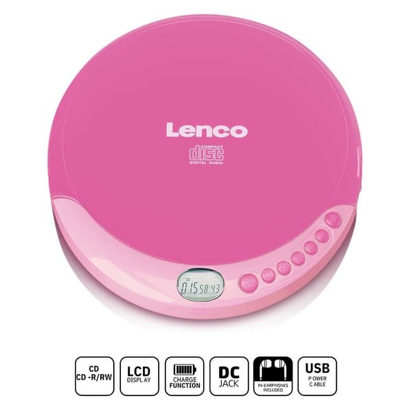 Bærbar CD-afspiller med ladefunktion Pink