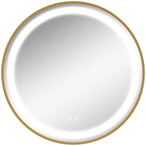 Väggspegel Dimbar Badrumsspegel Med Led-Ljus, Minnesfunktion Och Tidsvisning, Ip44, Aluminiumlegering, 60X60Cm