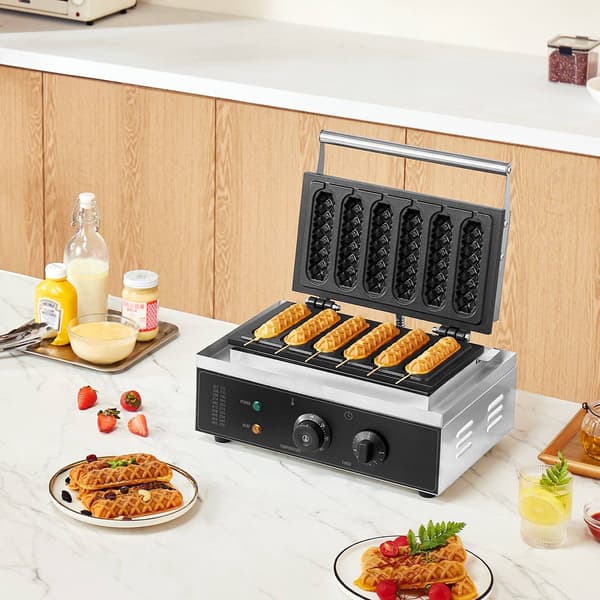 Professionel vaffeljern, 6-pinde 1500W, temperaturtimer