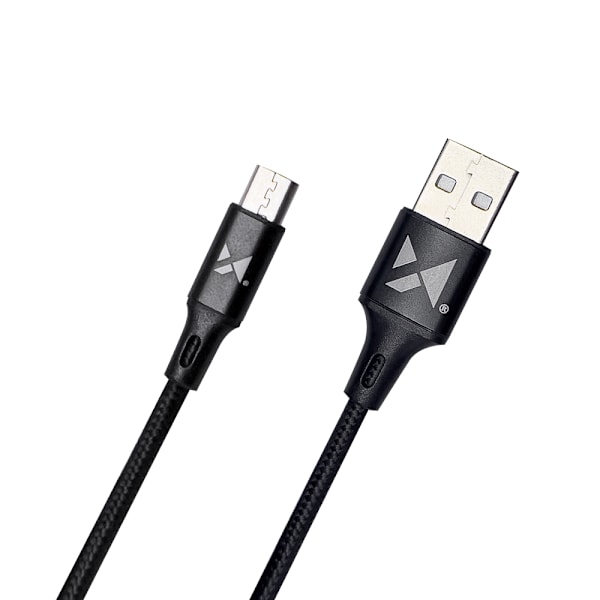 Stark flätad kabel USB microUSB 2.4A 1m svart