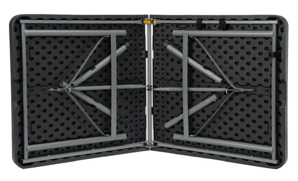 Sammenklappeligt cateringbord, sort, 122 cm, HDPE-plade