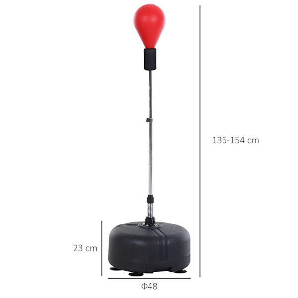 Boksboll med stativ, 136-154 cm höjdjusterbar boxningssäck, stående boll med boxningshandskar, för tonåringar och vuxna, för utrustning, stressavlastn