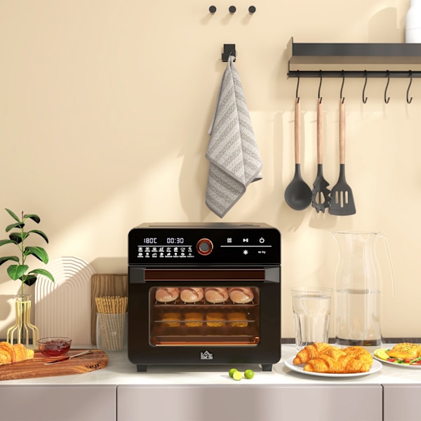 3 in 1 miniuuni kiertoilmalla, paistokori, ajastin, 40 °C-220 °C, 20L miniuuni grilliritilällä, uunipelti, murupelti
