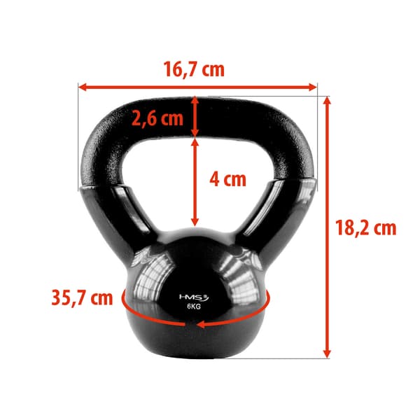 6 kg valurautainen kahvakuula – musta