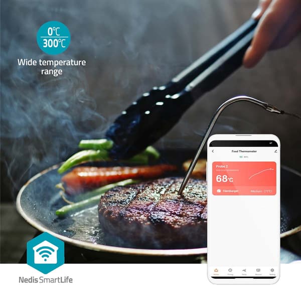 Bluetooth-kødtermometer, dobbelte prober, smart app-styring