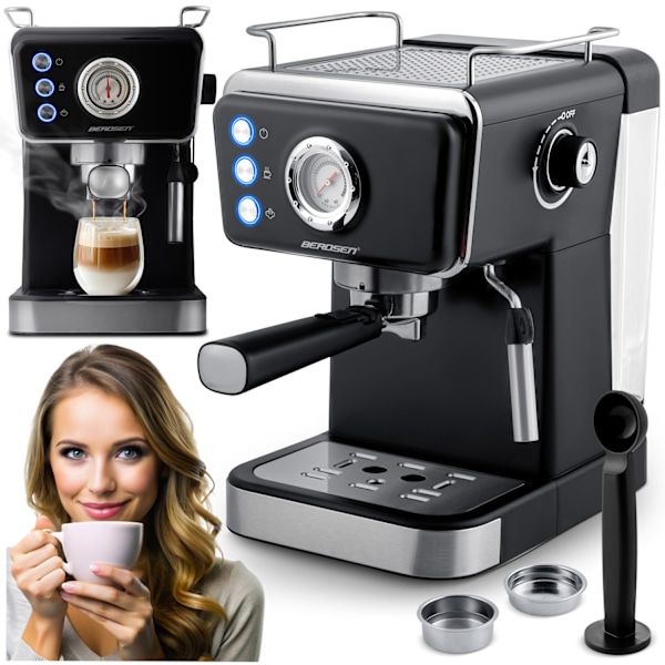 Berdsen BD-772 20 bar kaffemaskine, sort