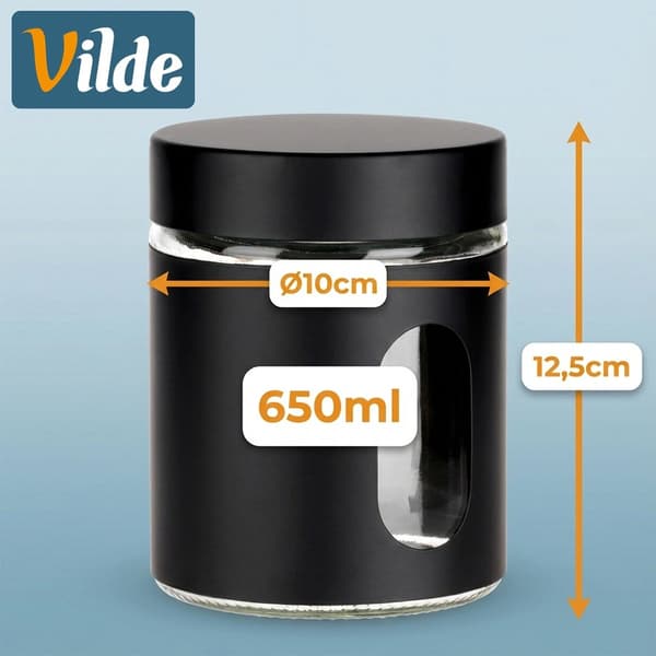 Glasbehållare för matförvaring, lufttät, 650 ml