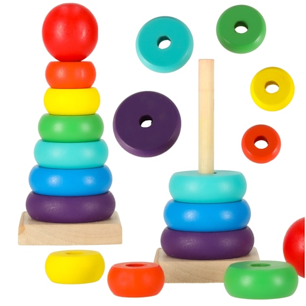 Pyramidi puinen tornilajittelija sateenkaari 13cm