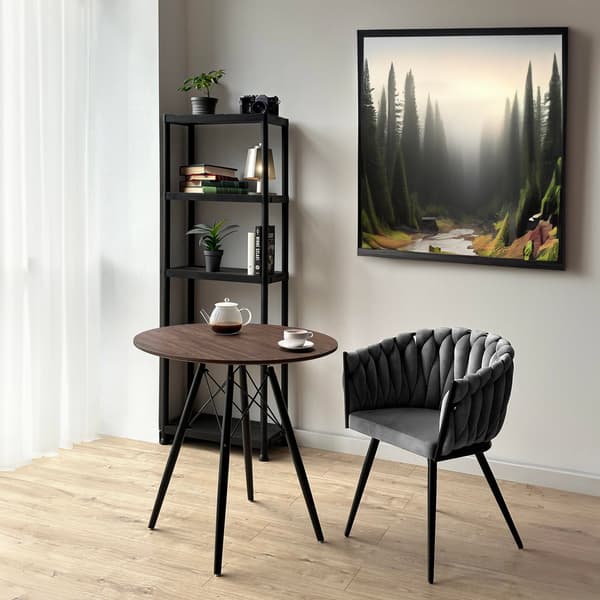 Fløjlsspisestol, flettet design, grafit