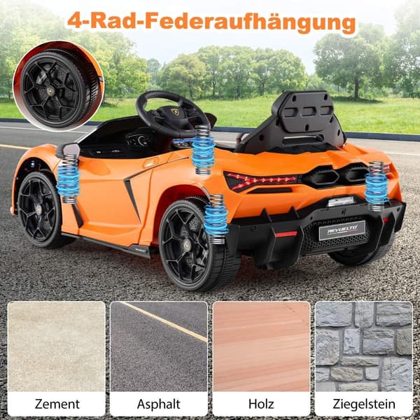 12V børne-elbil med LED-lys – Orange