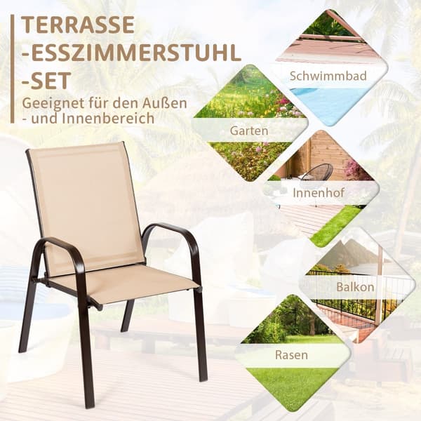 Ulkotuolit 2 kpl, beige, metallirunko