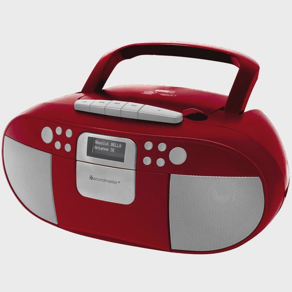 Boombox CD/MP3-soitin DAB+/FM-radiolla, USB, punainen