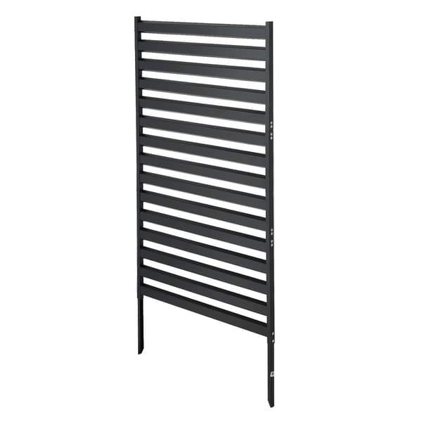 Fritstående metalskærm, 91 x 183 cm, sort