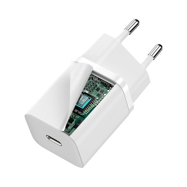 Supersnabb Si 1C USB-C 30W PD QC väggladdare vit