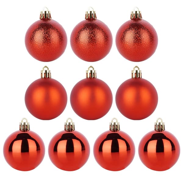 Okrossbara röda julgranskulor, 5 cm, 10-pack