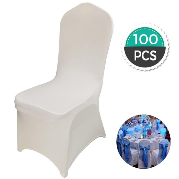 Överdrag till fällbara stolar i stretchig spandex, tvättbara, 100-pack, elfenben