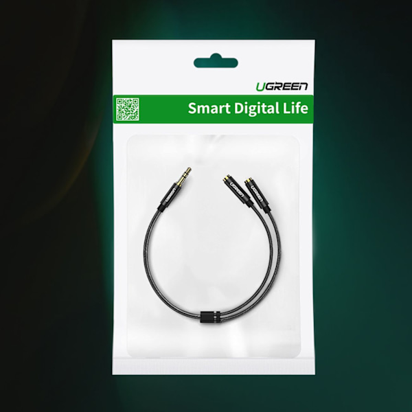 Audio splitter kabel minijack 3,5 mm - 2x minijack 3,5 mm 21cm sort