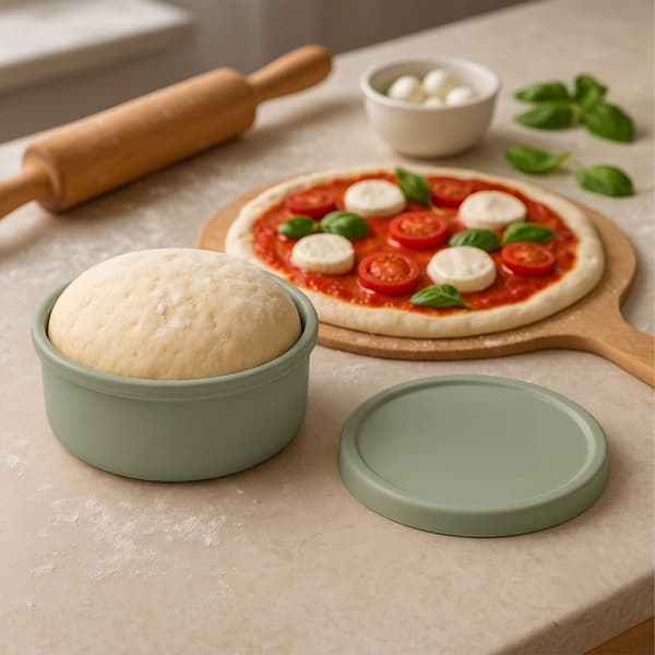 Silikonpizzadegslådor med lock, set om 4