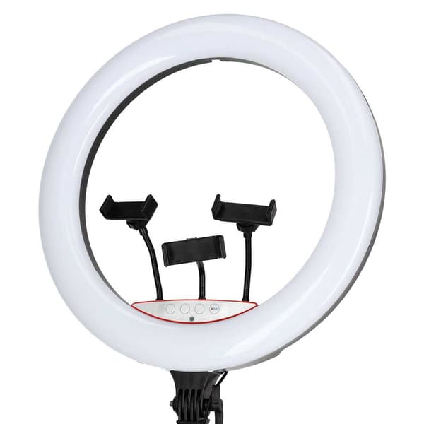 RGB LED-ringlys til selfies og videoer med stativ, 45 cm