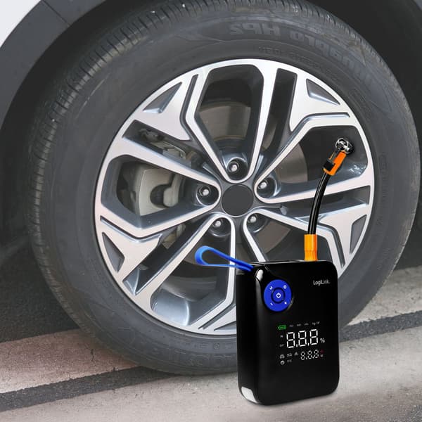 Bærbar 4-i-1 jumpstarter med luftkompressor