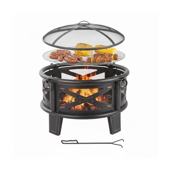 Bålskål med grill og gnistbeskyttelse til haven