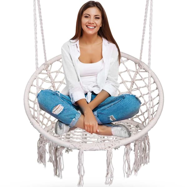 Hængende Havelænestol Gynge BOHO Beige