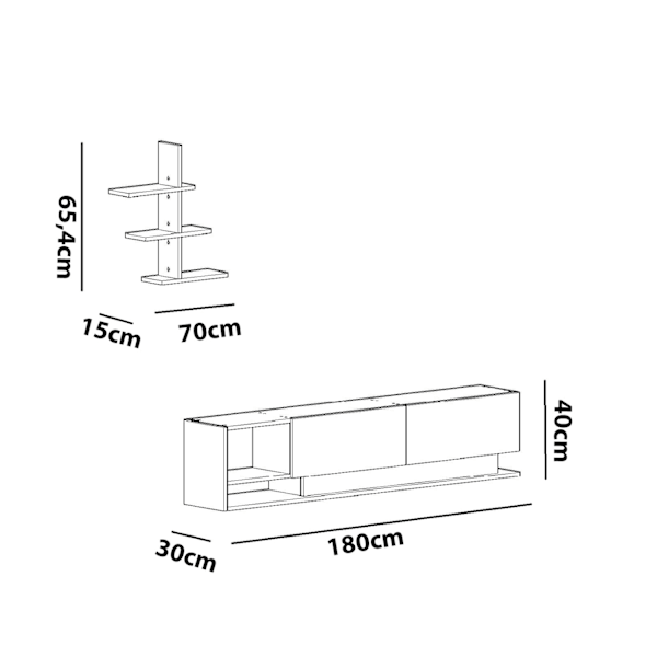 TV-enhet Liza - Teak, Vit
