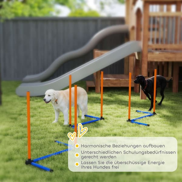 Agility-sæt til hunde, bærbart med justerbare slalomstave