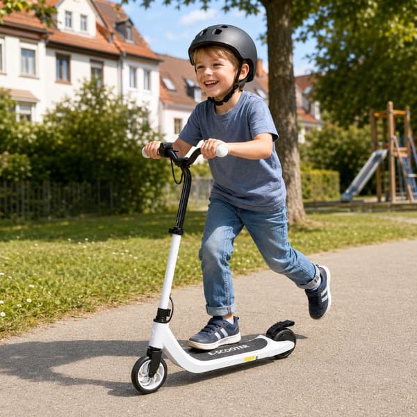 Elscooter för barn, 6 km räckvidd, svart och vit