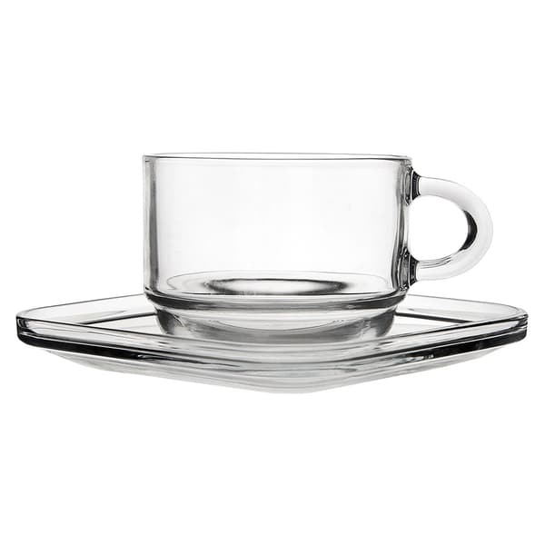 Glaskop med underkop 250 ml 6 stk.