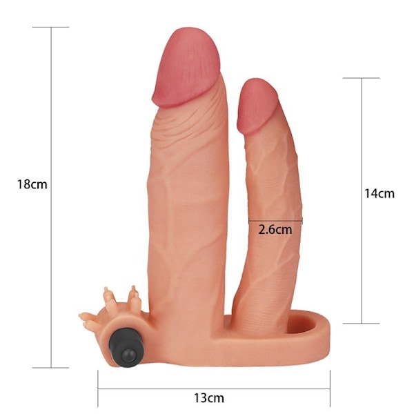 Vibrating Double Penis Sleeve vibraatiolla +1