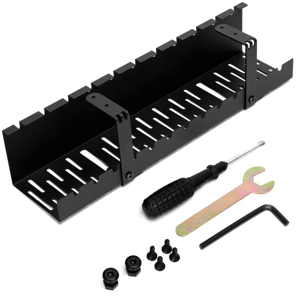 Kabelorganiseringshylde, under skrivebord, sort, 50 cm