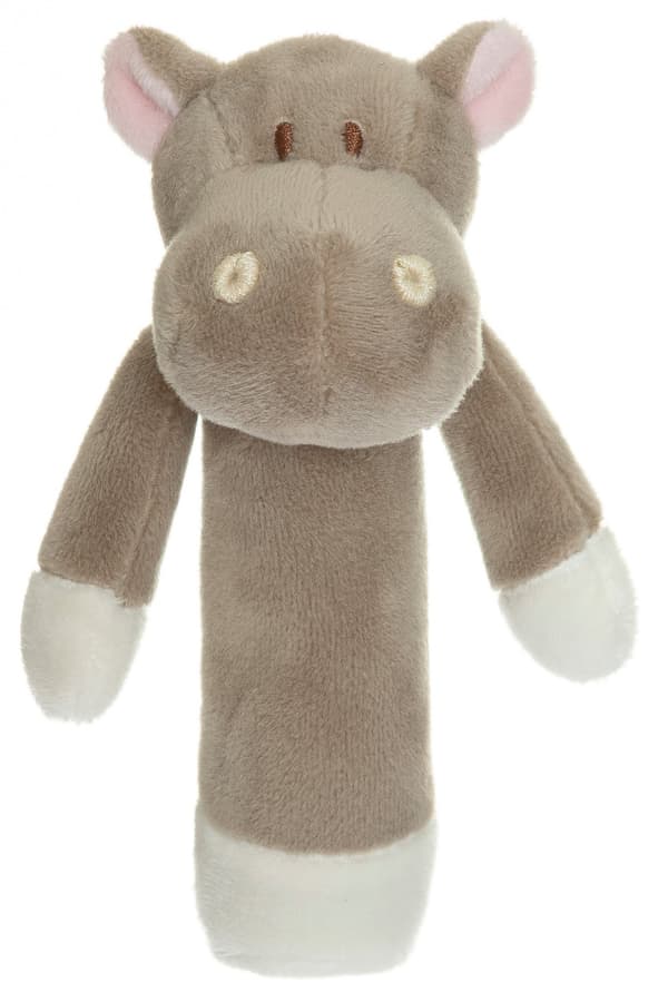 Hippo babyrangle, blød, let greb, 14 cm, maskinvaskbar