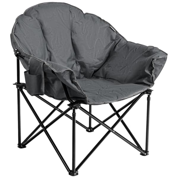 Oversized klap-campingstol med kopholder, grå