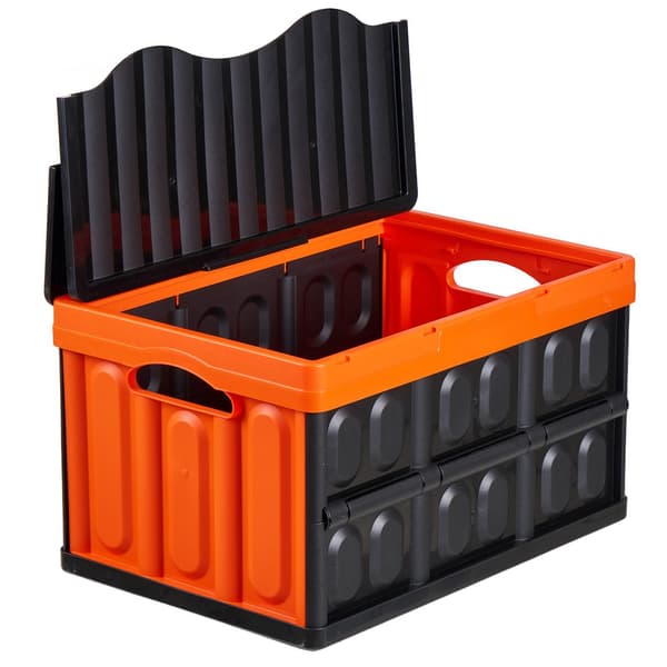Hopfällbara förvaringsbehållare med lock, stapelbara, 45 liter, 3-pack