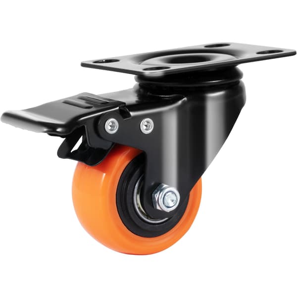 Svängbara hjul med platta, 5 cm, 4-pack, dubbel låsning, PVC