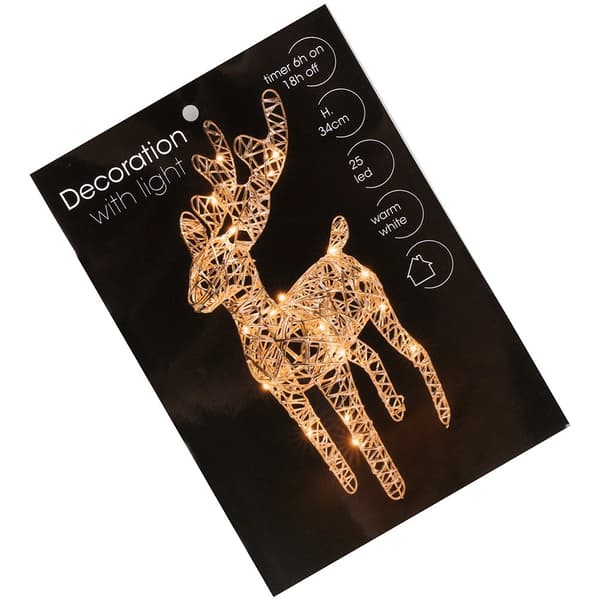 LED Renfigur, Guld, 34 cm, Timerfunktion